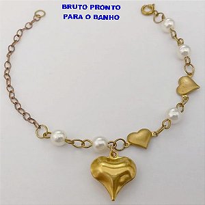 PULSEIRA NO BRUTO PRONTO PARA O BANHO (CX165)- PULSEIRA SIMPLES E DELICADA COM PEROLAS (PESO 2.3GR ) BRU24875