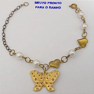 PULSEIRA NO BRUTO PRONTO PARA O BANHO (CX165)- PULSEIRA SIMPLES E DELICADA COM PEROLAS (PESO 2.3GR ) BRU24878