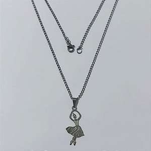 GARGANTILHA EM AÇO INOXIDÁVEL(CX166) - GARGANTILHA COM CORRENTE 42CM E PINGENTE BAILARINA 27MM - COMPOSIÇÃO: AÇO INOXIDÁVEL - AÇO2250