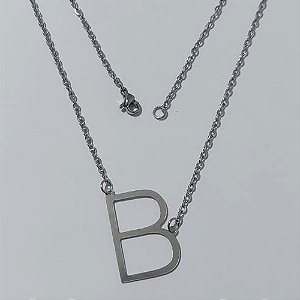 GARGANTILHA EM AÇO INOXIDÁVE(AÇO166) - GARGANTILHA COM CORRENTE 42CM E PINGENTE LETRA "B" 27MM - COMPOSIÇÃO: AÇO INOXIDÁVEL - AÇO2251