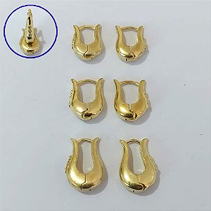 BRINCO NO BRUTO PRONTO PARA O BANHO LATÃO - TRIO DE BRINCO COM MICRO ZIRCÔNIAS - TAMANHOS - 13/12/11MM - PESO TOTAL 10,8R - BRU30005