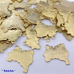 ACESSORIO NO BRUTO PRONTO PARA O BANHO(CX167)(1913) "BRASIL" -Mapa Do Brasil C/ Estados Estampado 19mm ) PESO 1.2GR - BRU24915