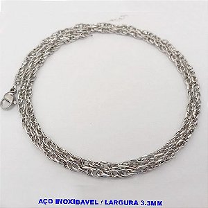 CORRENTE EM AÇO IN0OXIDAVEL "(70CM)"(AÇO26)(CORDÃO TIPO SINGAPURA DE 3,3MM DE LARGURA COM FECHO LAGOSTA ( - AÇO2261