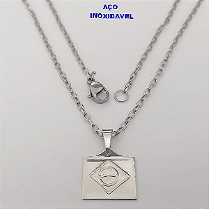 DUPLICADO - PULSEIRA EM AÇO IN0OXIDAVEL(CX167) "(18CM)"(AÇO26)(CORRENTE COM FECHO LAGOSTA COM PINGENTE BANDEIRA "BRASIL" ( - AÇO2267