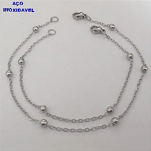 PULSEIRA MÃE E FILHA EM AÇO INOXIDAVEL(CX167) ""( TAMANHO 15CM E 18CM COM CORRENTE DE BOLINHAS E FECHO LAGOSTA( - AÇO12274