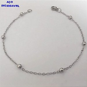 PULSEIRA EM AÇO INOXIDAVEL) ""( TAMANHO 18CM COM CORRENTE DE BOLINHAS ( - AÇO12276
