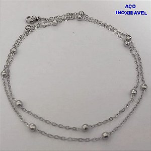 CORRENTE EM AÇO INOXIDAVEL) (BCPL069)( "TAMANHO 60CM ")CORRENTE DE BOLINHAS ( - AÇO12279