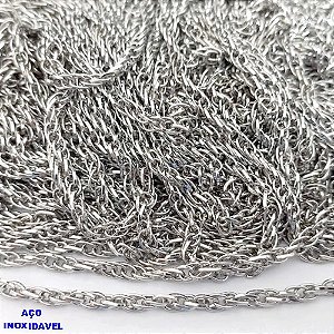 CORRENTE EM AÇO INOXIDAVEL) (AÇO26)( "corrente vendida por metro ")CORRENTE TIPO SINGAPURA TRANÇADA DE 3,3MM( - AÇO12282