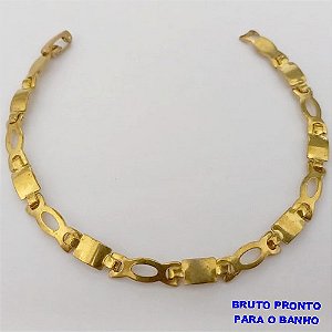 PULSEIRA NO BRUTO PRONTO PARA O BANHO(CX167)PULSEIRA SIMPLES TODA EM CHAPA (TAMANHO 18CM)PESO 6.3GR - BRU24928