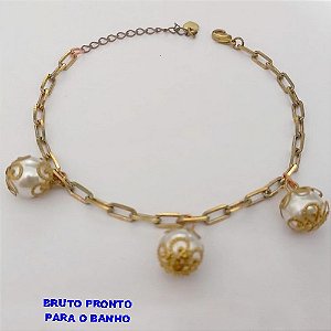 PULSEIRA NO BRUTO PRONTO PARA O BANHO(CX167)PULSEIRA COM CORRENTE CARTIER ( (TAMANHO 18CM+RXTENSOR)PESO 6.3GR - BRU24935