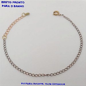 PULSEIRA NO BRUTO PRONTO PARA O BANHO(CX167)PULSEIRA INFANTIL COM FECHO BOIA (M145LX) / LARGURA 2.1MM / ( (TAMANHO 15CM)PESO 0,08GR - BRU24939