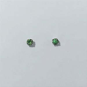 BRINCO EM AÇO INOXIDÁVEL - BRINCO AÇO INOX STRASS VERDE 4MM (BRI0155/4) - COMPOSIÇÃO: AÇO INOXIDÁVEL - AÇO3009