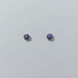BRINCO EM AÇO INOXIDÁVEL - BRINCO AÇO INOX STRASS AMETISTA 4MM (BRI0155/1) - COMPOSIÇÃO: AÇO INOXIDÁVEL - AÇO3012