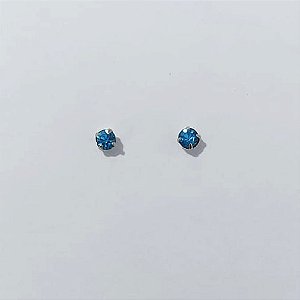 BRINCO EM AÇO INOXIDÁVEL - BRINCO AÇO INOX STRASS AZUL 3MM (BRI0154/5) - COMPOSIÇÃO: AÇO INOXIDÁVEL - AÇO3013