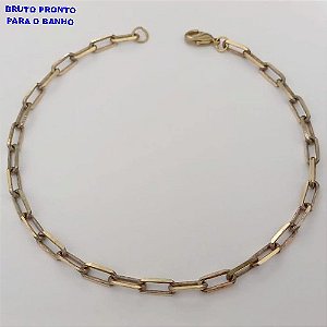 PULSEIRA NO BRUTO PRONTO PARA O BANHO( LARGURA 3.5MM)(CX167)PULSEIRA SIMPLES COM FECHO LAGOSTA 100% LATÃO(KDL1.00) (TAMANHO 20CM)PESO 3.6GR - BRU24958