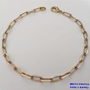 PULSEIRA NO BRUTO PRONTO PARA O BANHO( LARGURA 4.2MM)(CX167)PULSEIRA SIMPLES COM FECHO LAGOSTA 100% LATÃO(KDL1.20) (TAMANHO 20CM)PESO 5.2GR - BRU24959