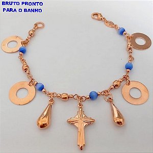 PULSEIRA NO BRUTO PRONTO PARA O BANHO(CX167 PULSEIRA SIMPLES COM CONTAS EM PORCELANA DE4MM E PINDURICALHO(TAMANHO 18CM)PESO 9.3GR - BRU24966