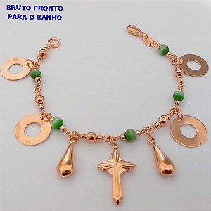PULSEIRA NO BRUTO PRONTO PARA O BANHO(CX167 PULSEIRA SIMPLES COM CONTAS EM PORCELANA DE4MM E PINDURICALHO(TAMANHO 18CM)PESO 9.3GR - BRU24967