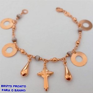 PULSEIRA NO BRUTO PRONTO PARA O BANHO(CX167 PULSEIRA SIMPLES COM CONTAS EM PORCELANA DE4MM E PINDURICALHO(TAMANHO 18CM)PESO 9.3GR - BRU24968