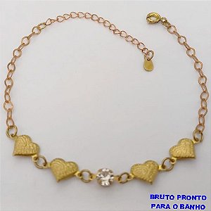PULSEIRA NO BRUTO PRONTO PARA O BANHO(CX167 PULSEIRA SIMPLES CORÇÃO E UM CRISTAL - 18CM)PESO 1.9GR - BRU24974