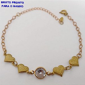 PULSEIRA NO BRUTO PRONTO PARA O BANHO(CX167 PULSEIRA SIMPLES CONECTOR COM UMA PEDRA DE ZIRCONIA DE 10MM - 18CM)PESO 2.4GR - BRU24976