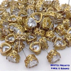 BRINCO NO BRUTO PRONTO PARA O BANHO(P156) BRINCO TODO TRABALHADO COM UMA PEDR4A DE ZIRCONIA DE CORAÇÃO DE 11MM) - PESO 3.7GR - BRU24979