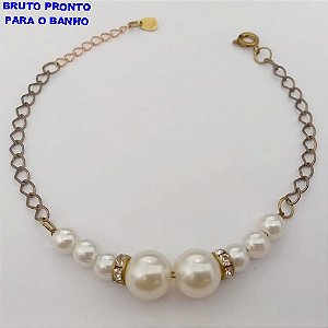 PULSEIRA NO BRUTO PRONTO PARA O BANHO(CX168) PULSEIRA COM PEROLAS E CRISTAL - PESO 2.8GR - BRU24981