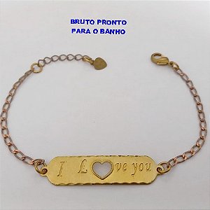 PULSEIRA NO BRUTO PRONTO PARA O BANHO(CX168) PULSEIRA DE CHAPA(15CM+ EXTENSOR - PESO 2.4GR - BRU24988