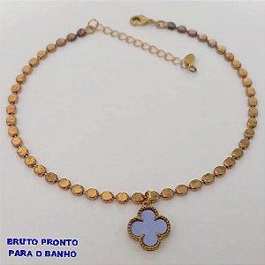 PULSEIRA NO BRUTO PRONTO PARA O BANHO(CX168) PULSEIRA COM PINGENTE DE TREVO(20CM+ EXTENSOR - PESO 4.6GR - BRU24990