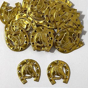 ACESSÓRIO NO BRUTO PRONTO PARA O BANHO - (3.2340F1) CAVALO COM FERRADURA 25MM - PESO TOTAL 1,6GR - COMPOSIÇÃO: 100% LATÃO - BRU0003811