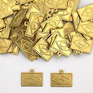 ACESSÓRIO NO BRUTO PRONTO PARA O BANHO - (3.961A1) MEDALHA BANDEIRA DO BRASIL 18MM - PESO TOTAL 0,6GR - COMPOSIÇÃO: 100% LATÃO - BRU0003819