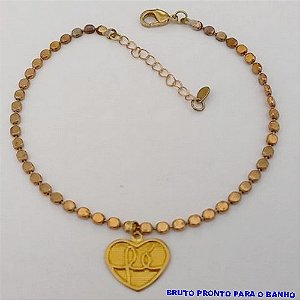 PULSEIRA NO BRUTO PRONTO PARA O BANHO(CX168)PULSEIRA SIMPLES E DELICADA COM PINGENTE DE FÉ " (TAMANHO 20CM+EXTENSOR) - PESO 4.9GR - BRU25022