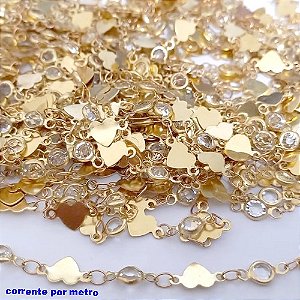 CORRENTE NO BRUTO PRONTO PARA O BANHO(CX169)VENDIDA POR METRO COM CORAÇÃO E VIDRO / BRU25031