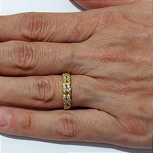 ANEL NO BRUTO PRONTO PARA O BANHO - ANEL CRAVEJADO EM MICROS ZIRCÔNIAS - PESO MÉDIO: 0,9GR - COMPOSIÇÃO: LATÃO / ZIRCÔNIA - ANEL000553