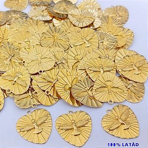 ACESSÓRIO NO BRUTO PRONTO PARA O BANHO(POTE) CORAÇÃO COM ESPIRITO SANTO 18MM - PESO 0,08GR - BRU25056