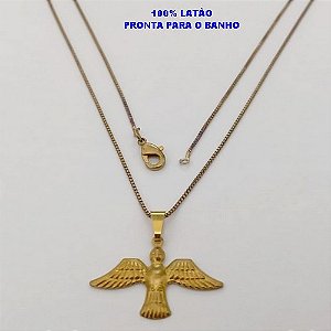 GARGANTILHA NO BRUTO PRONTO PARA O BANHO(CX170) COM CORRENTE VENEZIANA DE 45CM E PINGENTE DO ESPIRITO SANTO ) PINGENTE 2.3MM - PESO 2,3GR - BRU25062