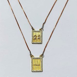 ESCAPULÁRIO NO BRUTO PRONTO PARA BANHO - CORRENTE 50CM - MÃE 12X15MM - COMPOSIÇÃO: LATÃO / ZIRCÔNIA PESO: 3.1GR - BRU25073