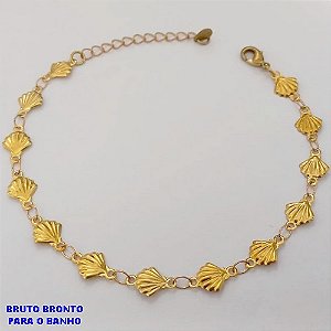 PULSEIRA NO BRUTO PRONTO PARA O BANHO(CX169)PULSEIRA TODA EM CONCHINHAS (TAMANHO 18CM+EXTENSOR )COM FECHO LAGOSTA - PESO 1.6GR - BRU25074