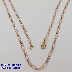 CORRENTE NO BRUTO PRONTO PARA O BANHO(CX170)(3164L)PULSEIRA TREIS POR UM LARGURA 3.MM " (TAMANHO 70CM )" COM FECHO LAGOSTA - PESO 4.6GR - BRU25099