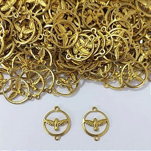 ACESSÓRIO NO BRUTO PRONTO PARA O BANHO - (1991) ACESSÓRIO REDONDO VAZADO ESPÍRITO SANTO COM DUAS ARGOLINHAS 12MM - PESO TOTAL 0,4GR - COMPOSIÇÃO: 100% LATÃO - BRU0003825