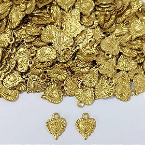 ACESSÓRIO NO BRUTO PRONTO PARA O BANHO - (V4013) ACESSÓRIO CORAÇÃO DUPLO 8MM - PESO TOTAL 0,3GR - COMPOSIÇÃO: 100% LATÃO - BRU0003844