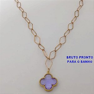 SHOCKER NO BRUTO PRONTO PARA O BANHO(100% LATÃO)CORRENTE DE 40+EXTESNOR TREVO EM VIDRO - COM FECHO LAGOSTA - LARGURA 6,5MM / PESO 5.8GR - BRU25119