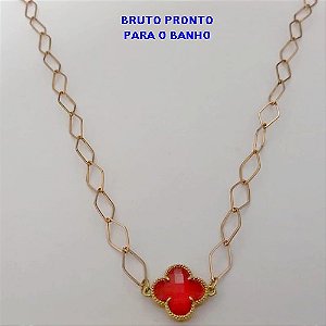 SHOCKER NO BRUTO PRONTO PARA O BANHO(100% LATÃO)CORRENTE DE 40+EXTESNOR TREVO EM VIDRO - COM FECHO LAGOSTA - LARGURA 6,5MM / PESO 5.8GR - BRU25122