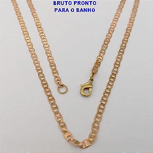 CORRENTE NO BRUTO PRONTO PARA O BANHO(100% LATÃO)CORRENTE DE "45CM" - COM FECHO LAGOSTA - LARGURA 2.8MM / PESO 4.1GR - BRU25123