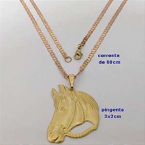 GARGANTILHA NO BRUTO PRONTO PARA O BANHO(100% LATÃO)(COL180-1)CORRENTE DE "60CM" - COM FECHO LAGOSTA(3.2302A1)CAVALO DE 3,5x3CM - LARGURA 2.8MM / PESO 6.9GR - BRU25127