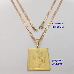 GARGANTILHA NO BRUTO PRONTO PARA O BANHO(100% LATÃO)(COL180-1)CORRENTE DE "60CM" - COM FECHO LAGOSTA(3.2849a1)CAVALO DE 2,5x2CM - CORRENTE LARGURA 2.8MM / PESO 6.9GR - BRU25128