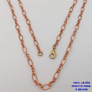 CORRENTE NO BRUTO PRONTO PARA O BANHO(COL8/0) (100% LATÃO)CORRENTE SIMPLES 3X1 COM FECHO LAGOSTA(PESO 7.8GR (TAMANHO "70CM ")- LARGURA 4MM - BRU25137