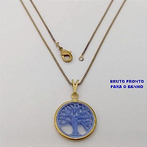 GARGANTILHA NO BRUTO PRONTO PARA O BANHO(CX170) COM CORRENTE VENEZIANA DE 45CM E PINGENTE ARVORE DA VIDA EM RESINA/LATÃO ) PINGENTE 1,5MM - PESO 2,3GR - BRU25142