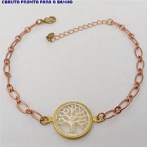 PULSEIRA NO BRUTO PRONTO PARA O BANHO(CX171)-PULSEIRA COM PINGENTE ARVORE DA VIDA DE 16MM/ TAMANHO 18CM+EXTENSOR(PESO 1,7GR ) BRU25157