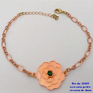 PULSEIRA NO BRUTO PRONTO PARA O BANHO(CRIS)COM FECHO LAGOSTA(CX.171)- UMA FLOR DE 18MM COM UMA PEDRA ZIRCONIA - TAMANHO 19CM+EXTENSOR( PESO 3.8GR - BRU25164